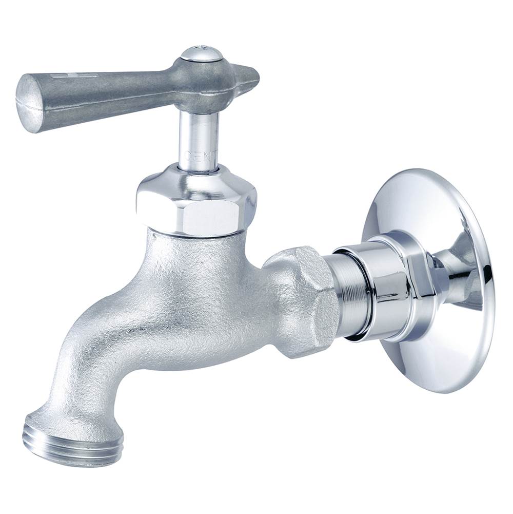 Central Brass Sink Faucet-Wallmount Lvr Hdl Adj Flange Hose Thread Hot-Rough Cp