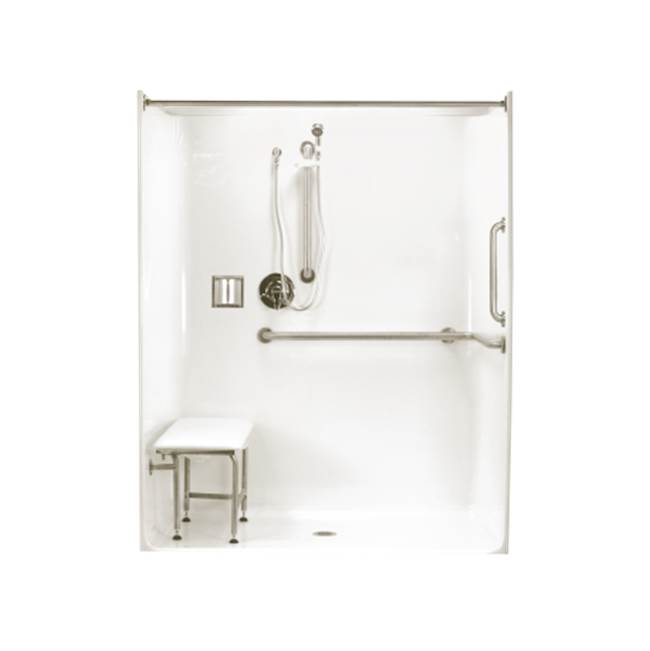 Clarion Bathware 63'' Ada-Compliant Roll-In Shower W/ 2'' Threshold - Center Drain