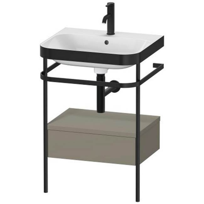 Duravit Happy D.2 Plus C-Bonded Vanity Kit with Sink and Metal Console Stone Gray
