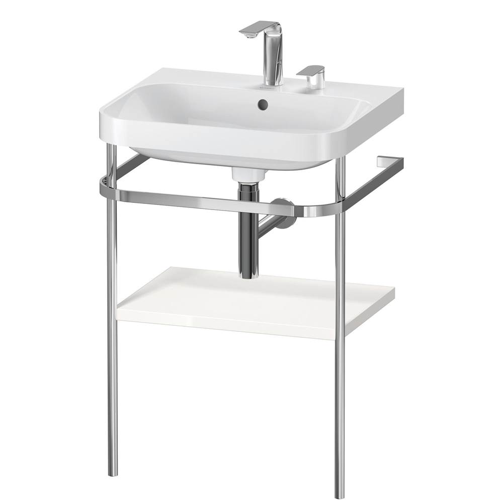 Duravit Happy D.2 Plus C-Shaped Vanity Kit with Sink and Metal Console White