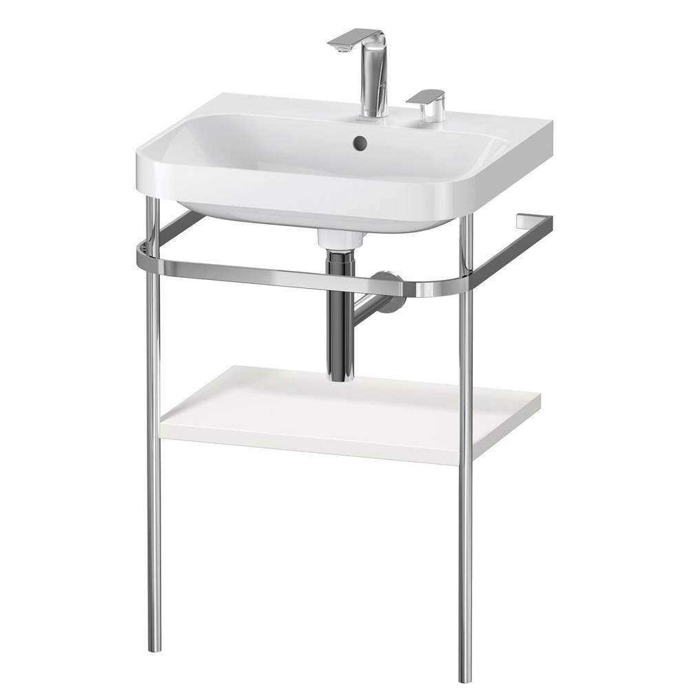 Duravit Happy D.2 Plus C-Shaped Vanity Kit with Sink and Metal Console Nordic White