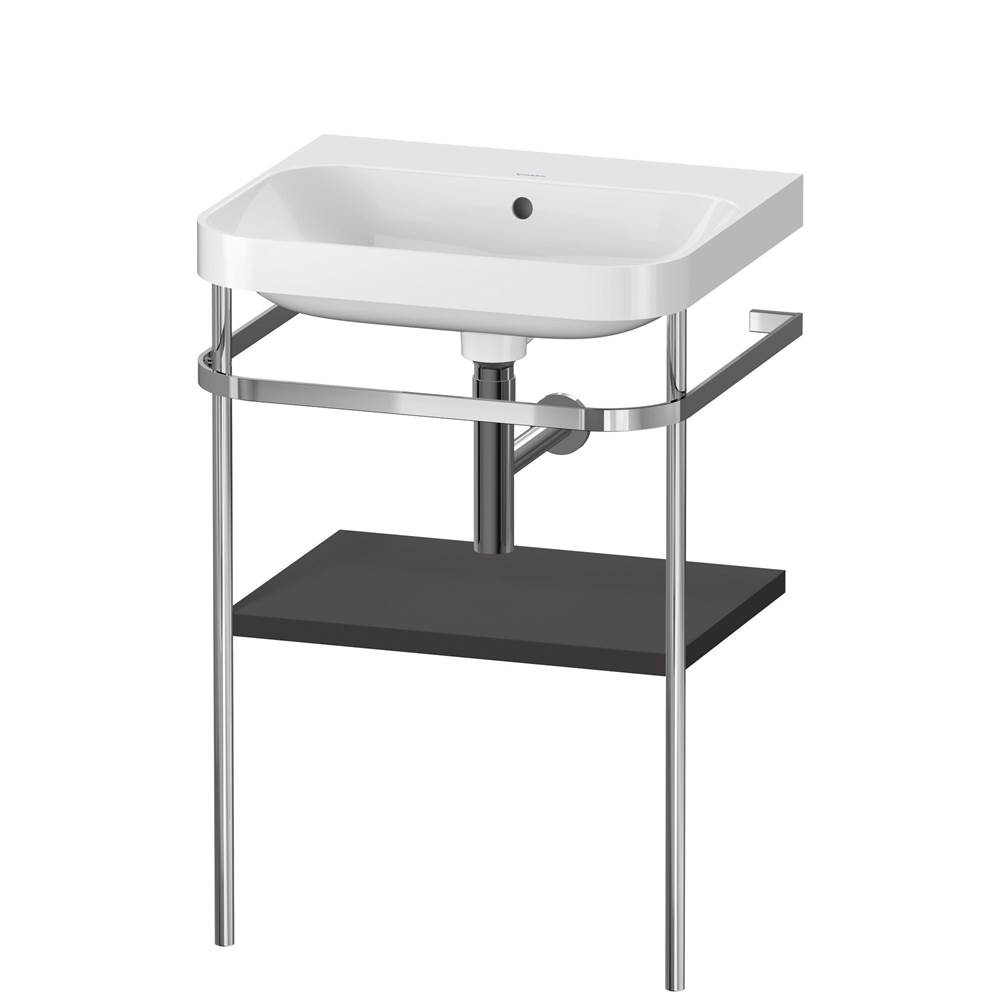 Duravit Happy D.2 Plus C-Shaped Vanity Kit with Sink and Metal Console Graphite