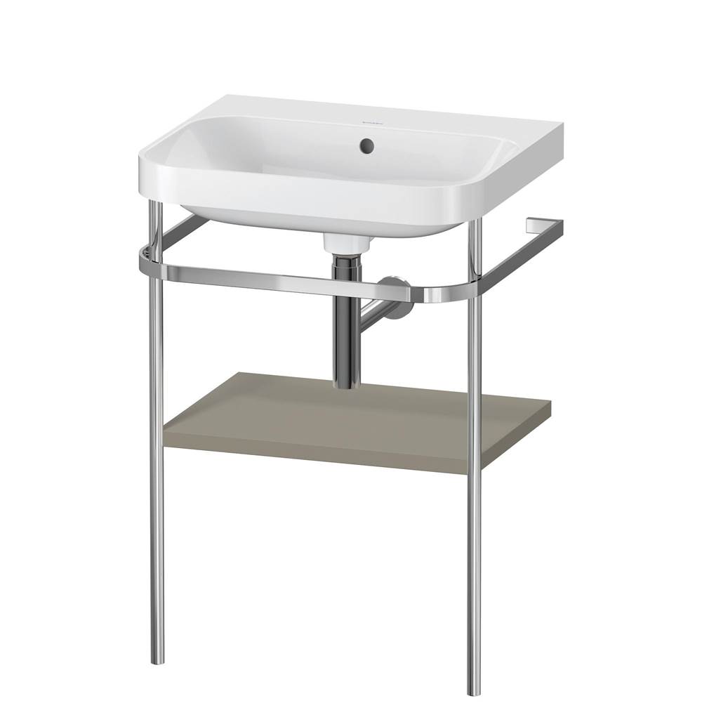 Duravit Happy D.2 Plus C-Shaped Vanity Kit with Sink and Metal Console Stone Gray