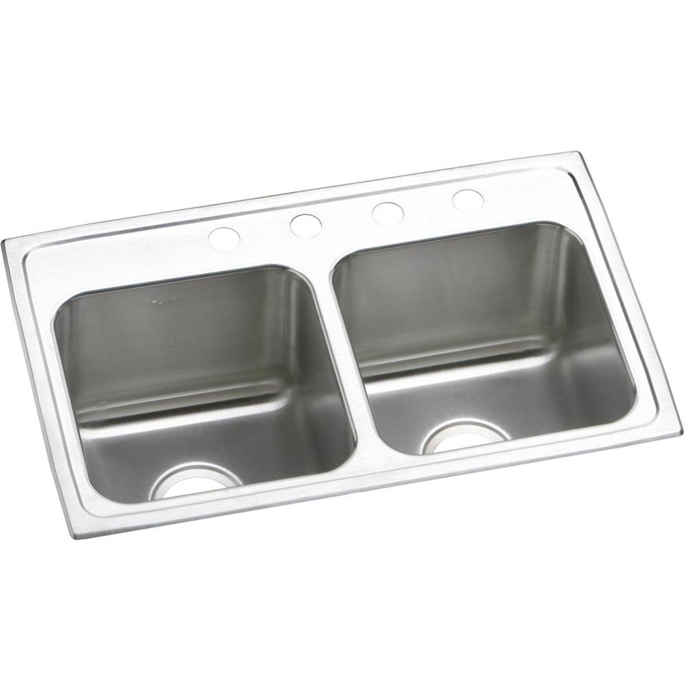 Elkay Lustertone Classic Stainless Steel 29'' x 18'' x 10'', 3-Hole Equal Double Bowl Drop-in Sink