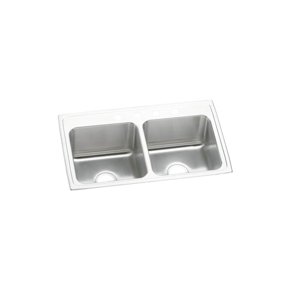 Elkay Lustertone Classic Stainless Steel 33'' x 19-1/2'' x 10-1/8'', 3-Hole Equal Double Bowl Drop-in Sink