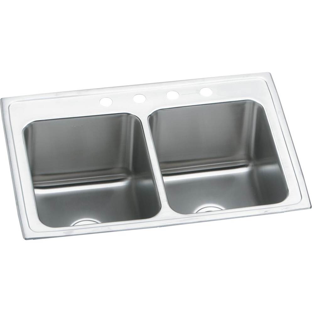 Elkay Lustertone Classic Stainless Steel 37'' x 22'' x 10-1/8'', Equal Double Bowl Drop-in Sink