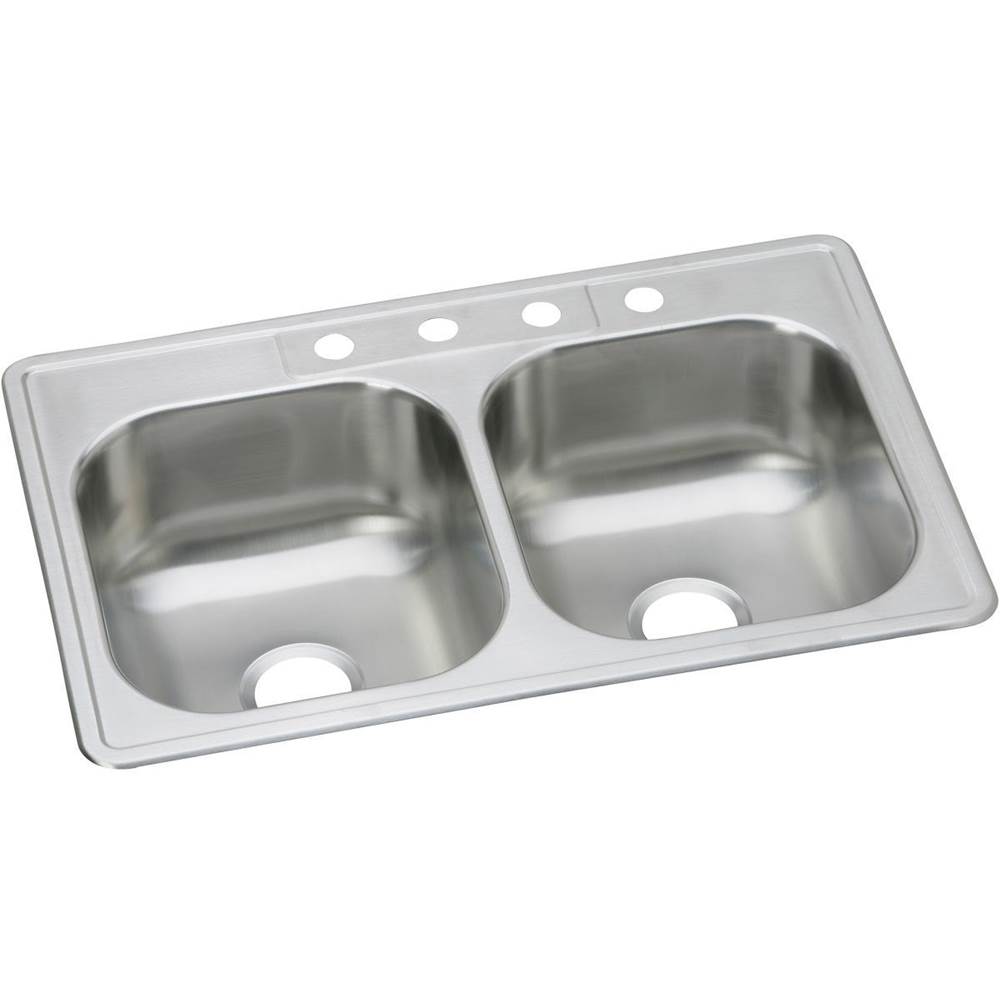 Elkay Dayton Stainless Steel 33'' x 21-1/4'' x 8-1/16'', 3-Hole Equal Double Bowl Drop-in Sink