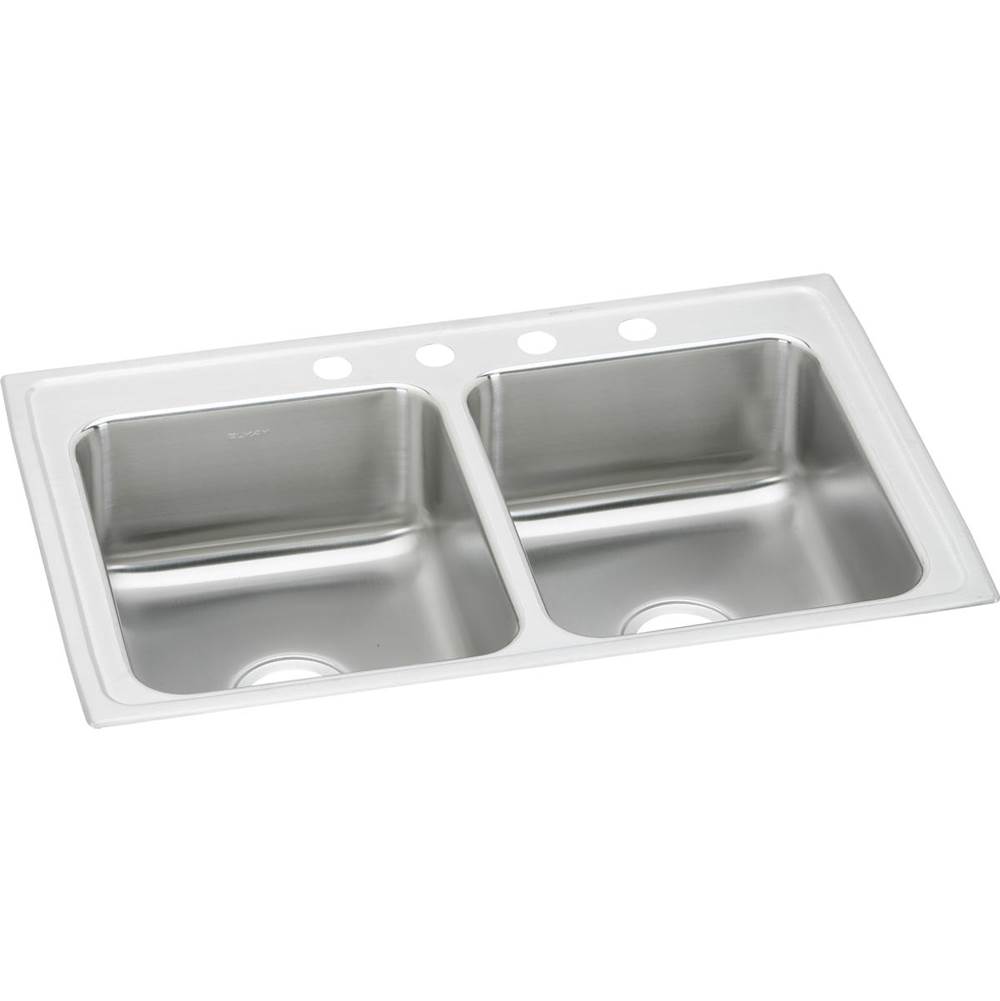 Elkay Lustertone Classic Stainless Steel 33'' x 19-1/2'' x 7-5/8'', MR2-Hole Equal Double Bowl Drop-in Sink