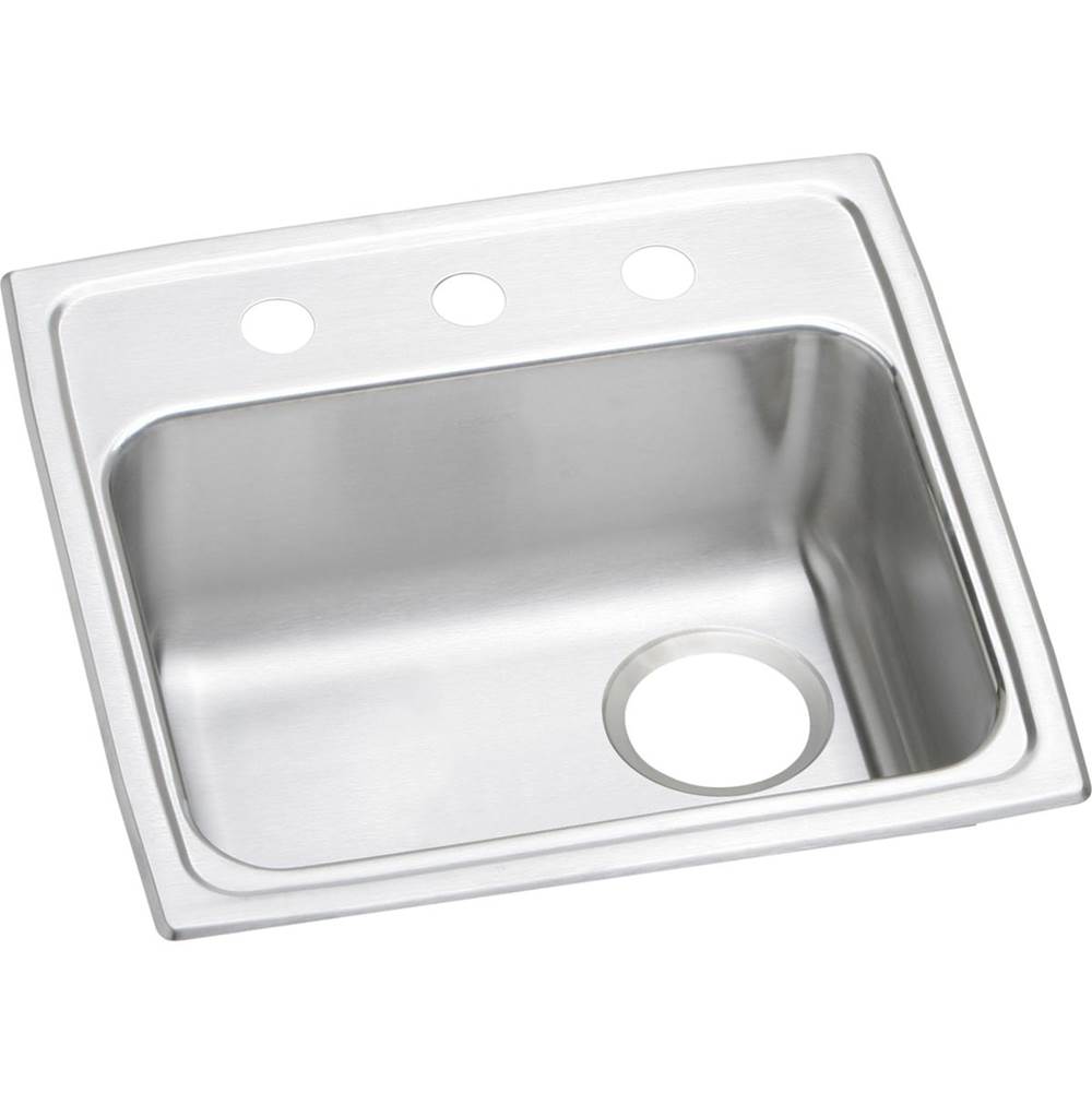 Elkay Lustertone Classic Stainless Steel 19'' x 18'' x 6-1/2'', 1-Hole Single Bowl Drop-in ADA Sink with Right Drain