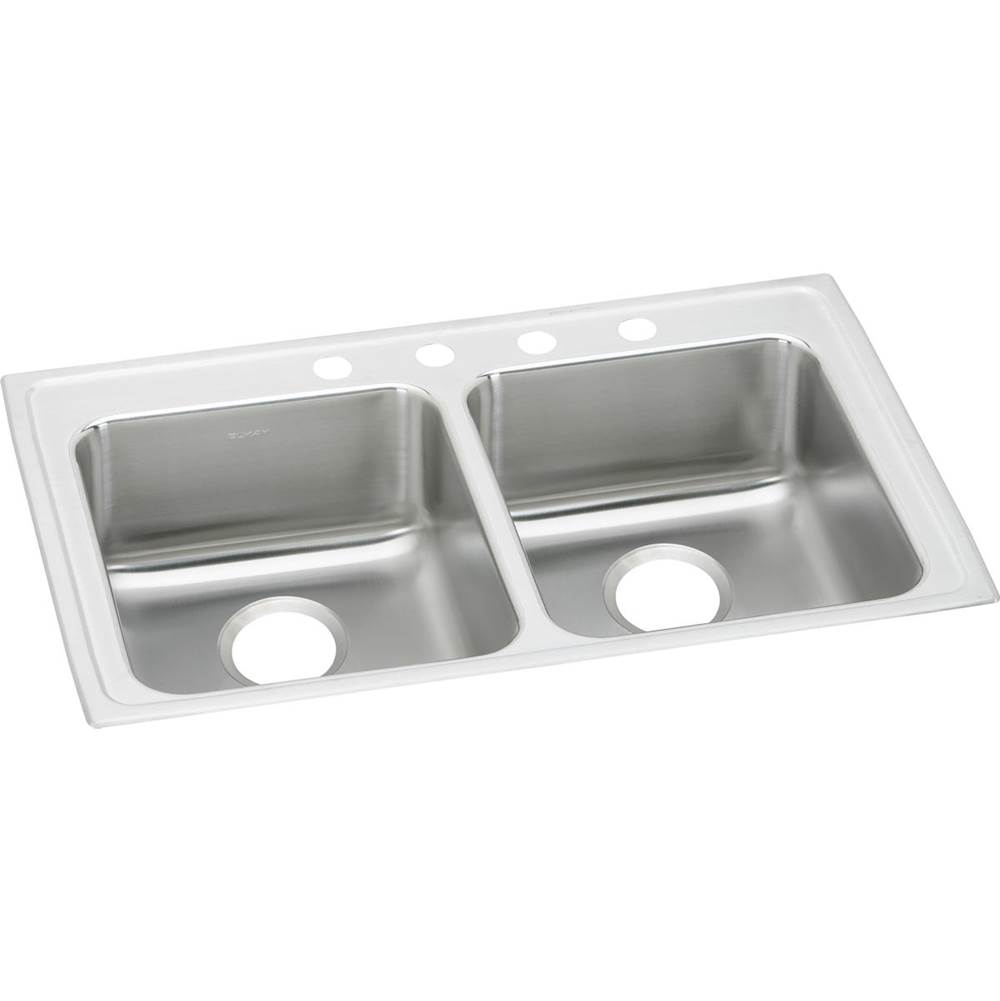 Elkay Lustertone Classic Stainless Steel 29'' x 22'' x 5'', 3-Hole Equal Double Bowl Drop-in ADA Sink