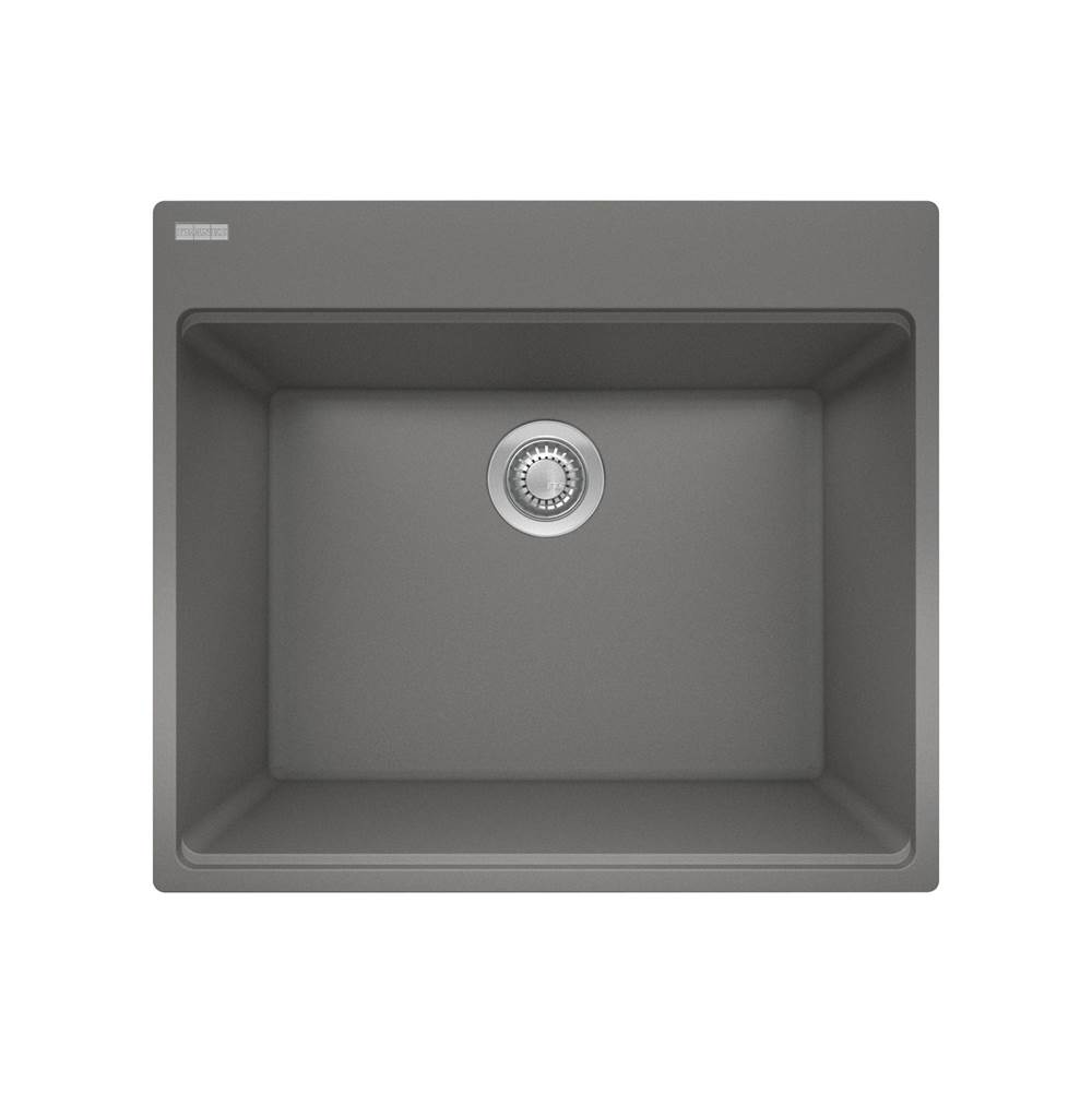 Franke Maris Dual Mount 25-in x 22-in Granite Dual Mount Single Bowl Laundry Sink in Stone Grey