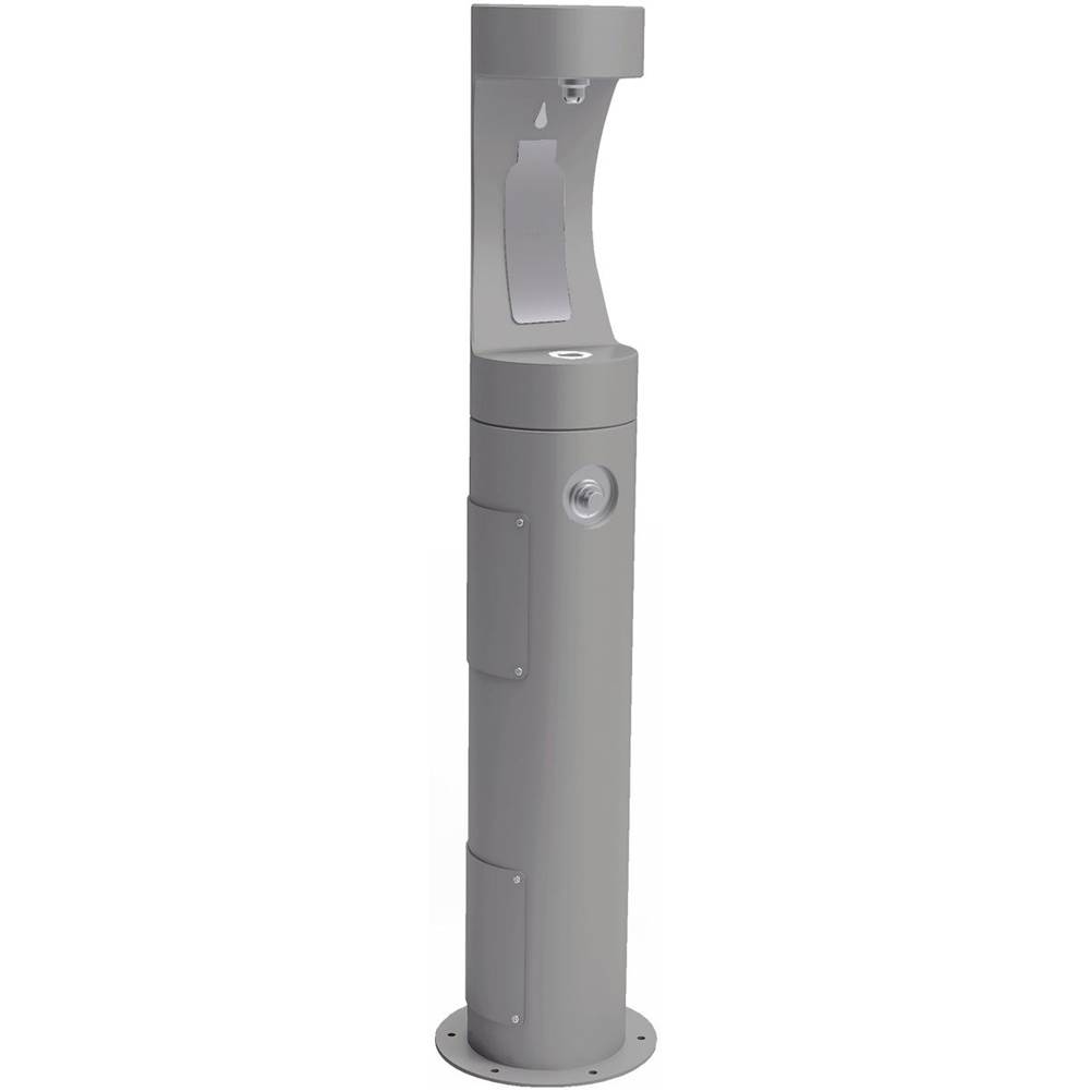 Halsey Taylor Endura II Outdoor HydroBoost Bottle Filling Station, Pedestal Non-Filtered Non-Refrigerated Freeze Resistant, Gray