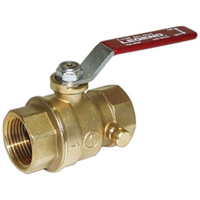 Legend Valve 1'' T-1100 No Lead Forged Brass Full Port Ball Valve with Drain