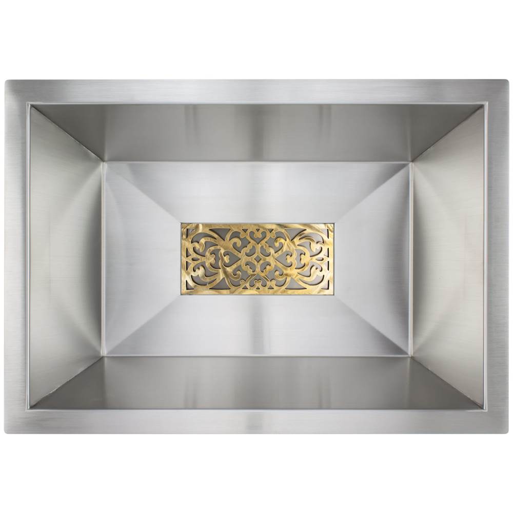 Linkasink Smooth Rectangular Bar Sink with Grate with Filigree Grate