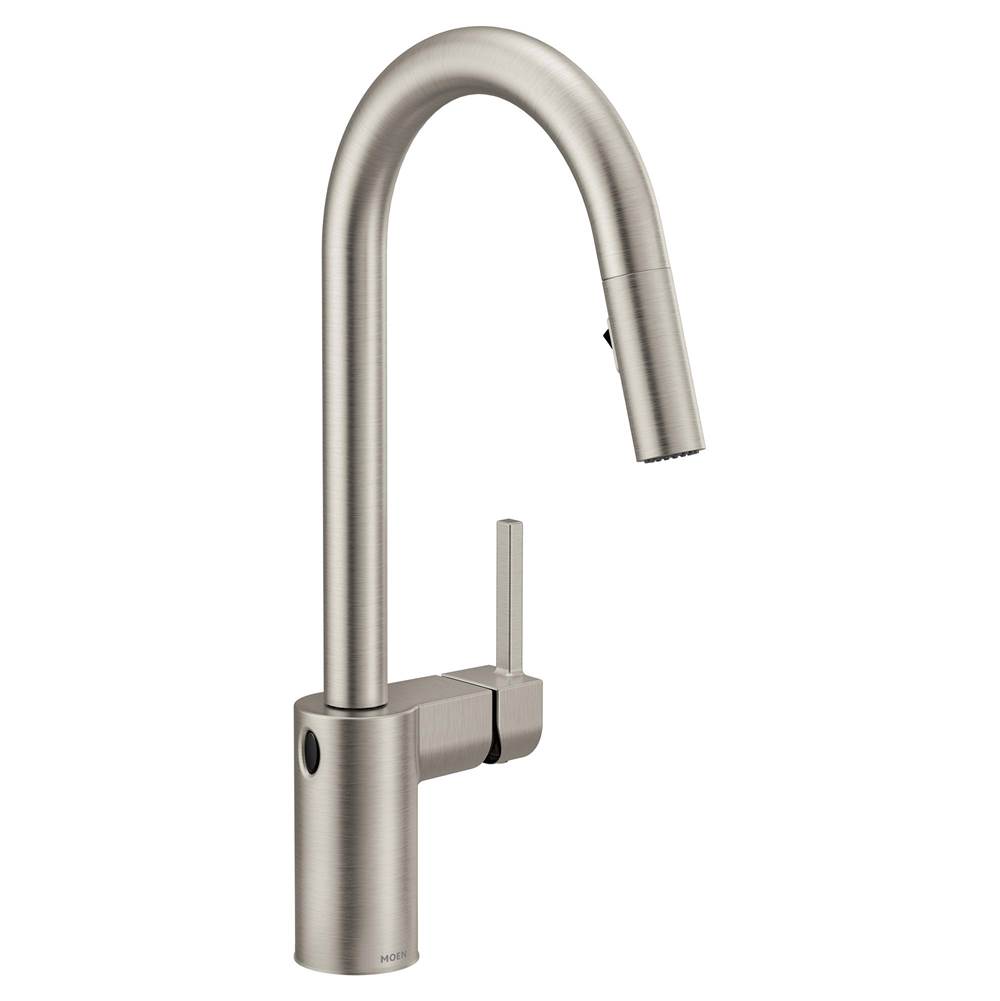 Moen Align Motionsense Wave One-Sensor Touchless One-Handle High Arc Modern Pulldown Kitchen Faucet with Reflex, Spot Resist Stainless