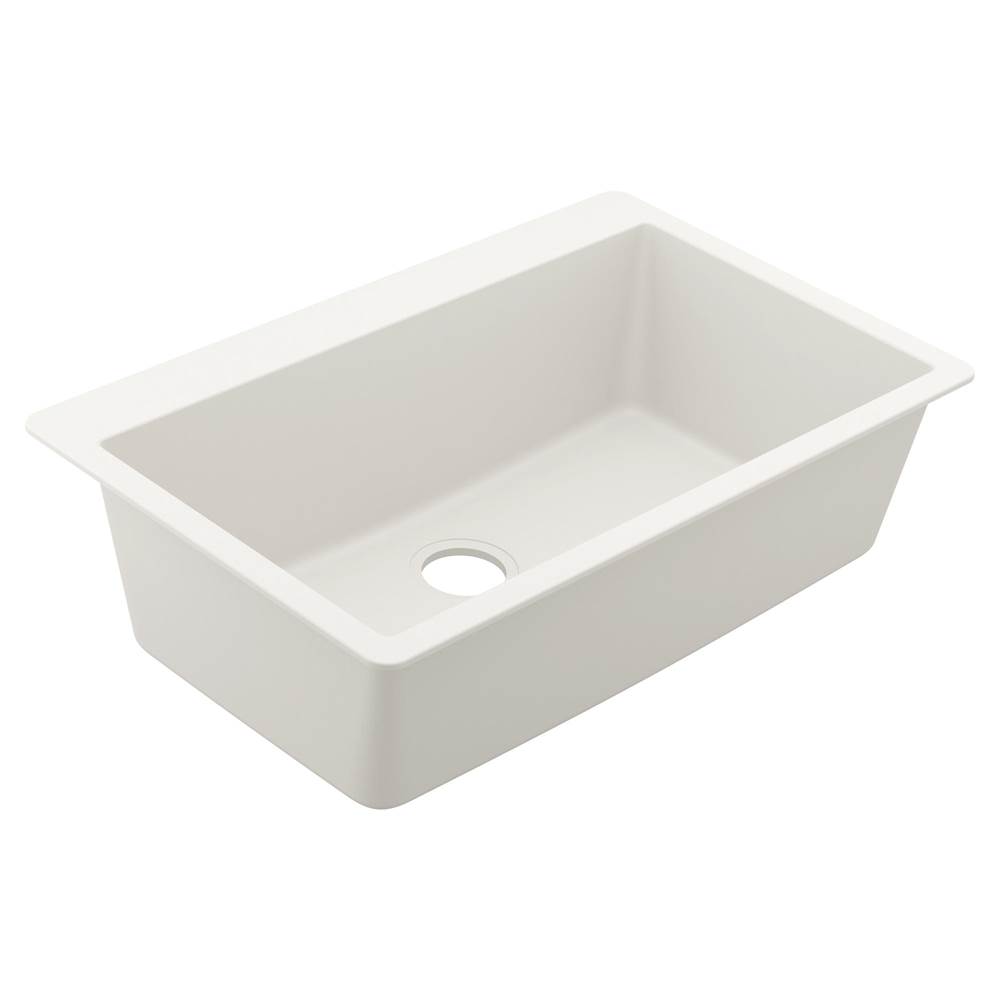 Moen 33-Inch Wide x 9.5-Inch Deep Dual Mount Granite Single Bowl Kitchen Sink, White