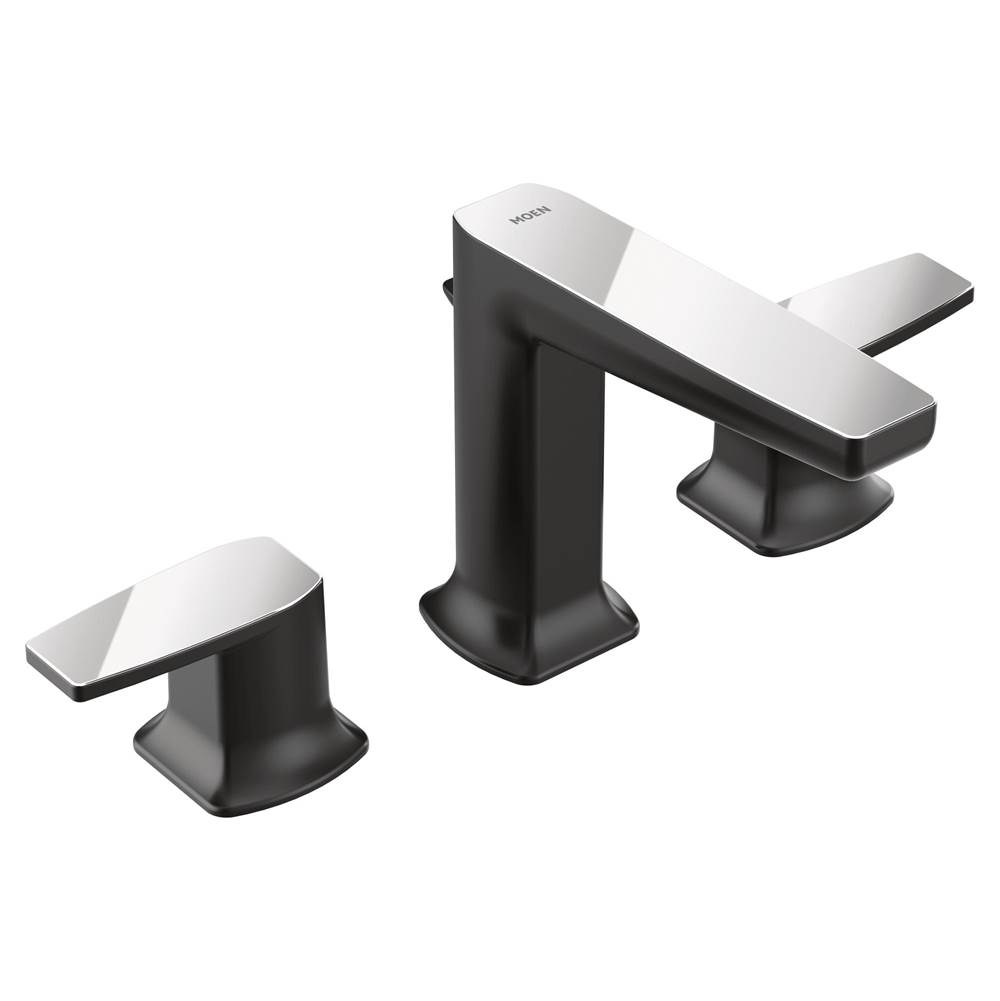 Moen Via Two-Handle Modern Bathroom Faucet Trim Kit, Valve Required, Matte Black and Chrome