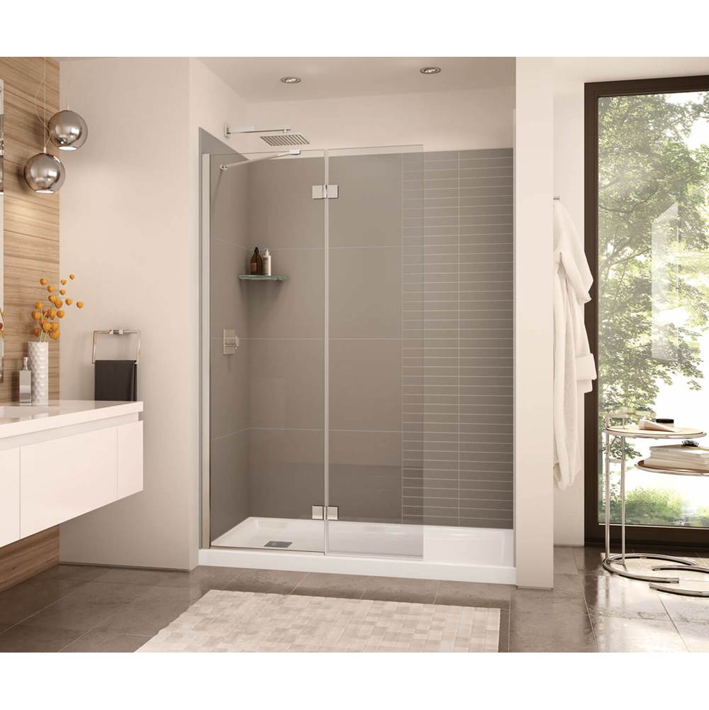 Maax Edge Duo 42 x 75 in. 8 mm Pivot Shower Shield for Alcove Installation with Clear glass in Brushed Nickel