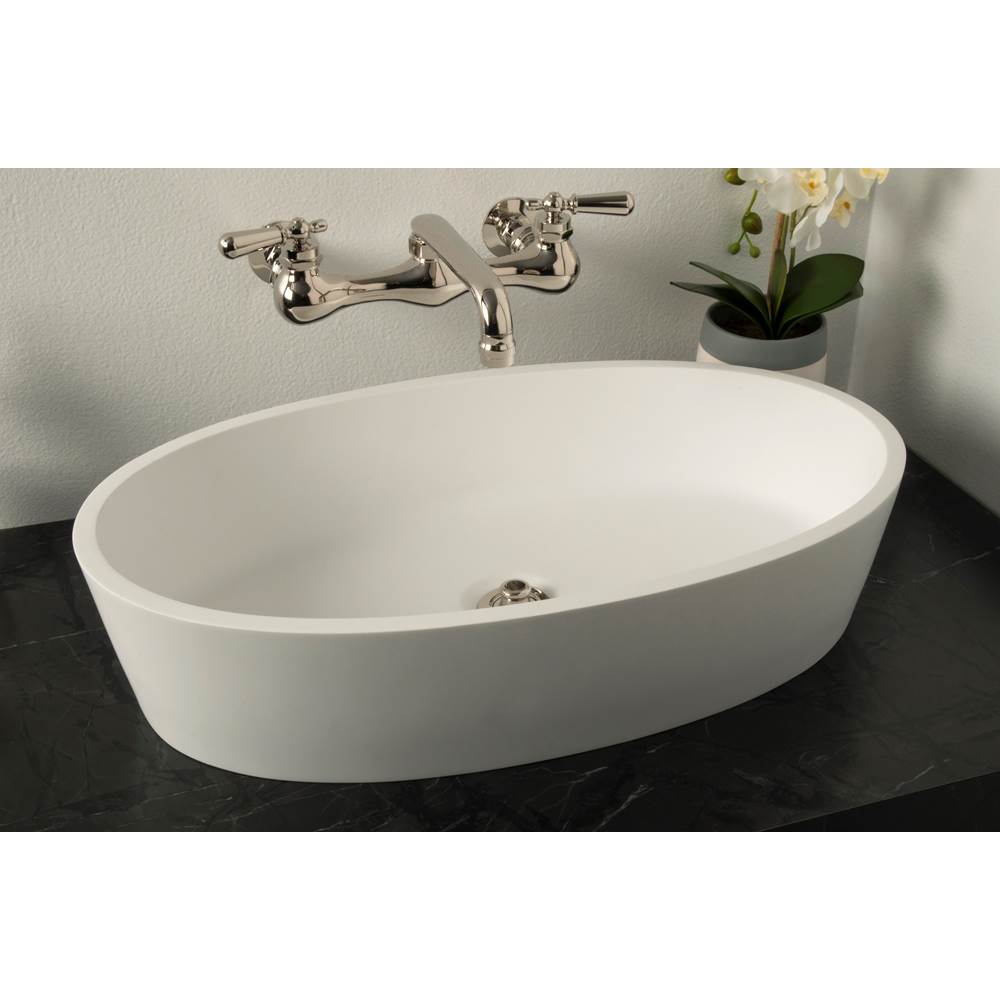 Strom Living Oval Solid Surface Acrylic Matte White Vessel Sink