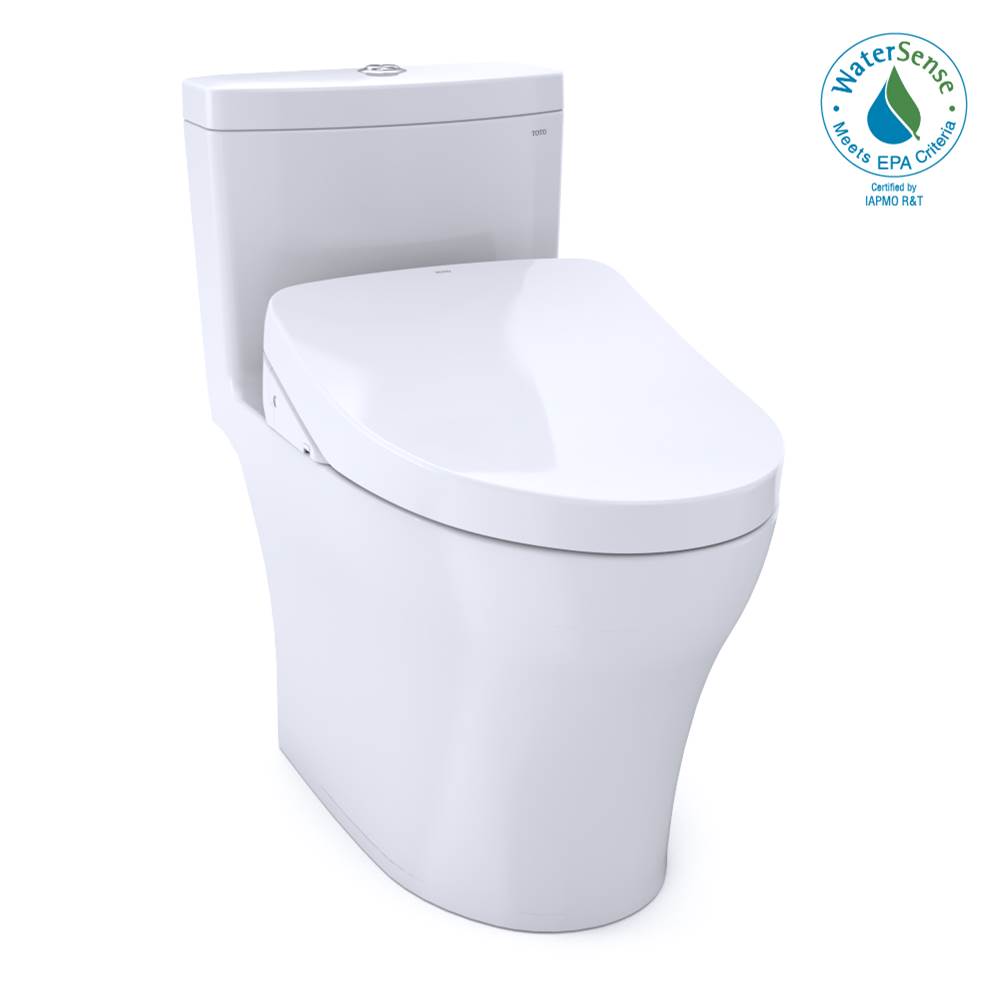 TOTO WASHLET®+ Aquia® IV 1G® One-Piece Elongated Dual Flush 1.0 and 0.8 GPF Toilet with Auto Flush S550e Bidet Seat, Cotton White