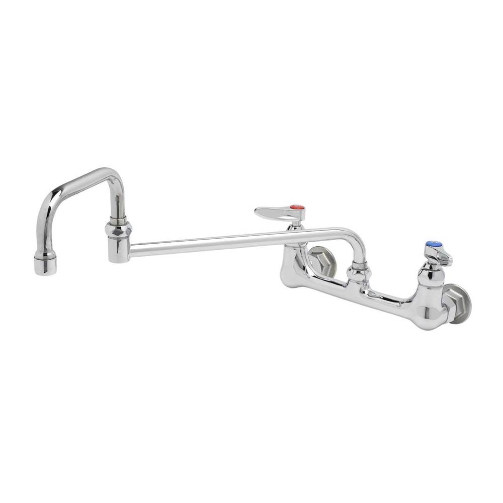 T&S Brass Double Pantry Faucet,Wall Mount,8''c/c,18'' Double Joint Swing Nozzle