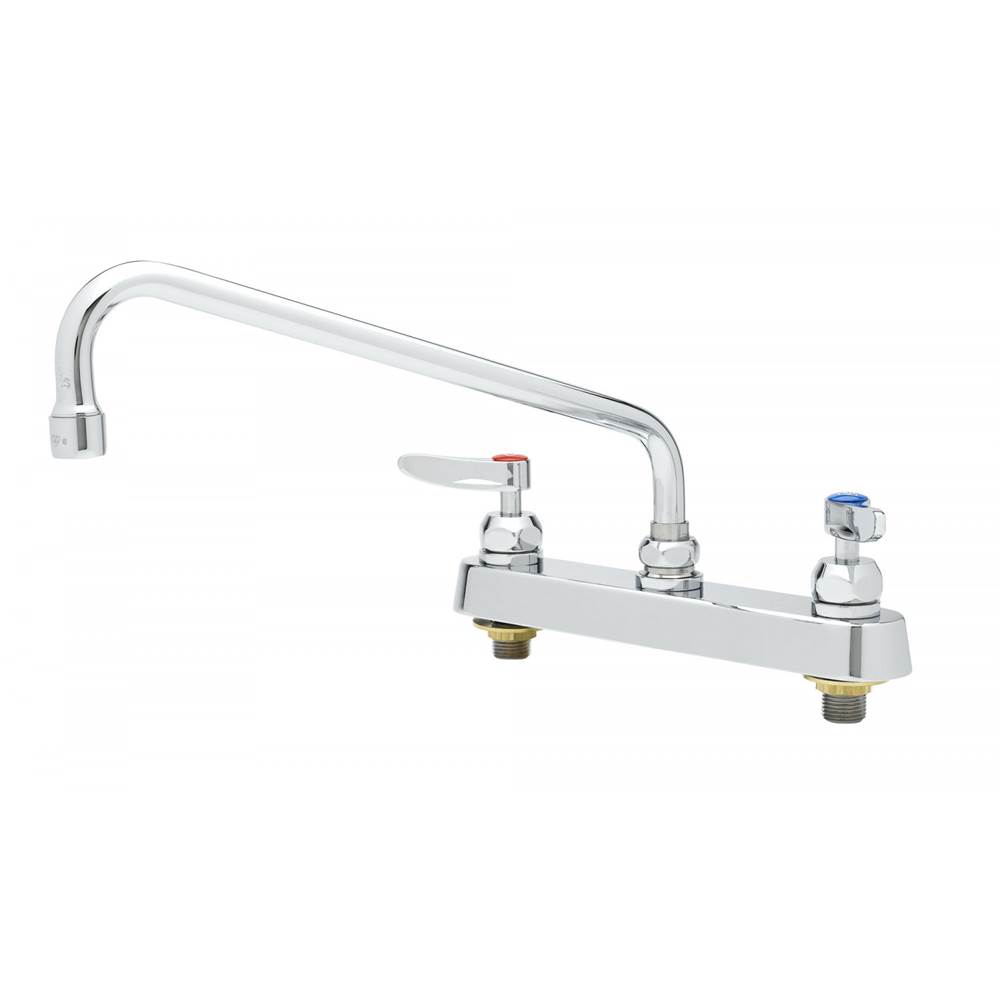 T&S Brass 8'' Deck Mount Workboard Faucet, 12'' Swing Nozzle w/ 2.2 GPM Aerator, Cerama, Lever Handles