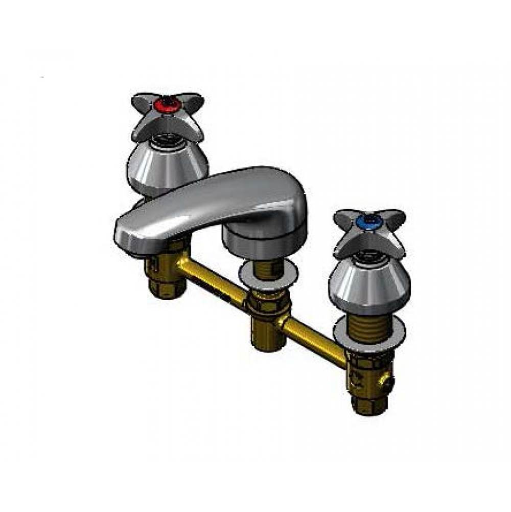 T&S Brass Lavatory Faucet, Concealed Body, 8'' Centers, Cast Basin Spout, Four-Arm Handles
