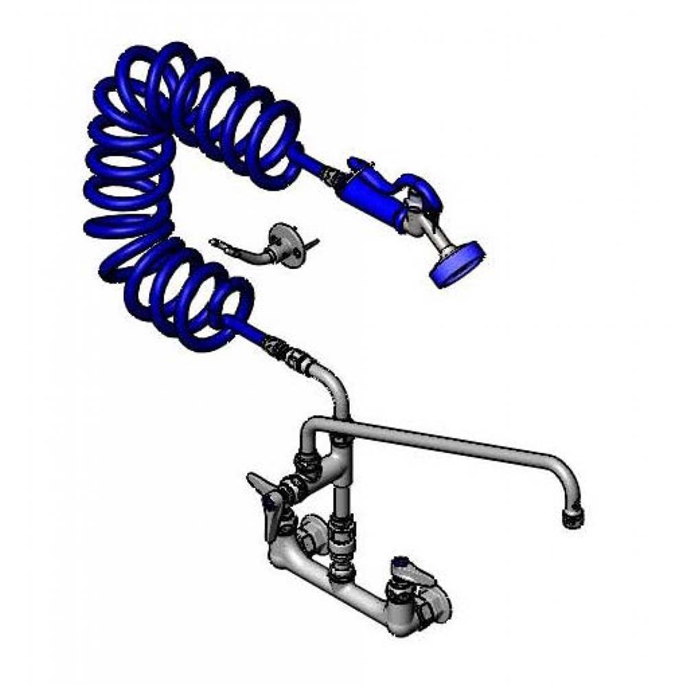 T&S Brass Pet Grooming Unit: 8'' Wall Mount, Vac Breaker, 18'' ADF Nozzle, Coiled Hose, PG Sprayer
