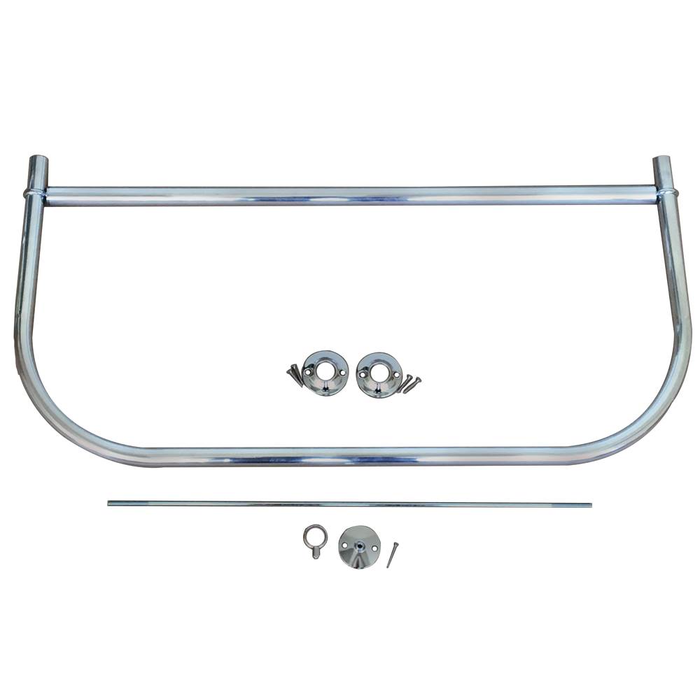 Wal-Rich Corporation 1'' X 5 Ft Aluminum ''D-Shaped'' Shower Rods With Flanges And Support Hardware