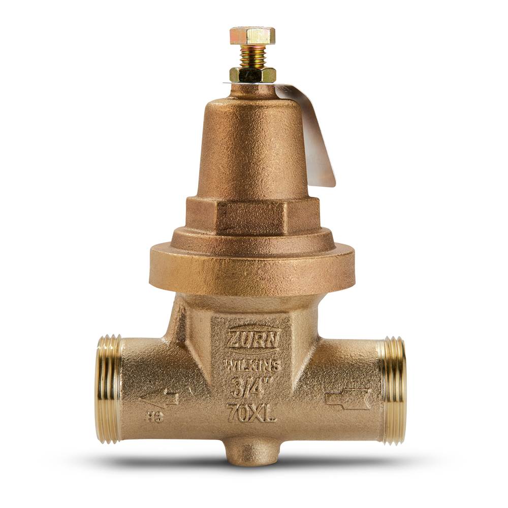Zurn Industries 3/4'' 70XL Pressure Reducing Valve with a double union FNPT connection, less union nut and tailpiece