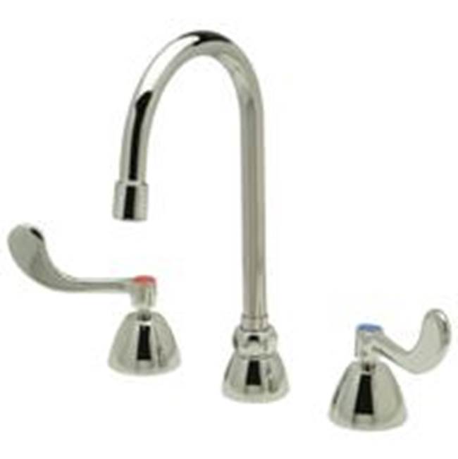 Zurn Industries AquaSpec® Widespread Gooseneck Faucet, 5 3/8'' Spout, 2.0 gpm Laminar Flow in Spout Base, Cop/ Tubes, 4'' Wrist Blades