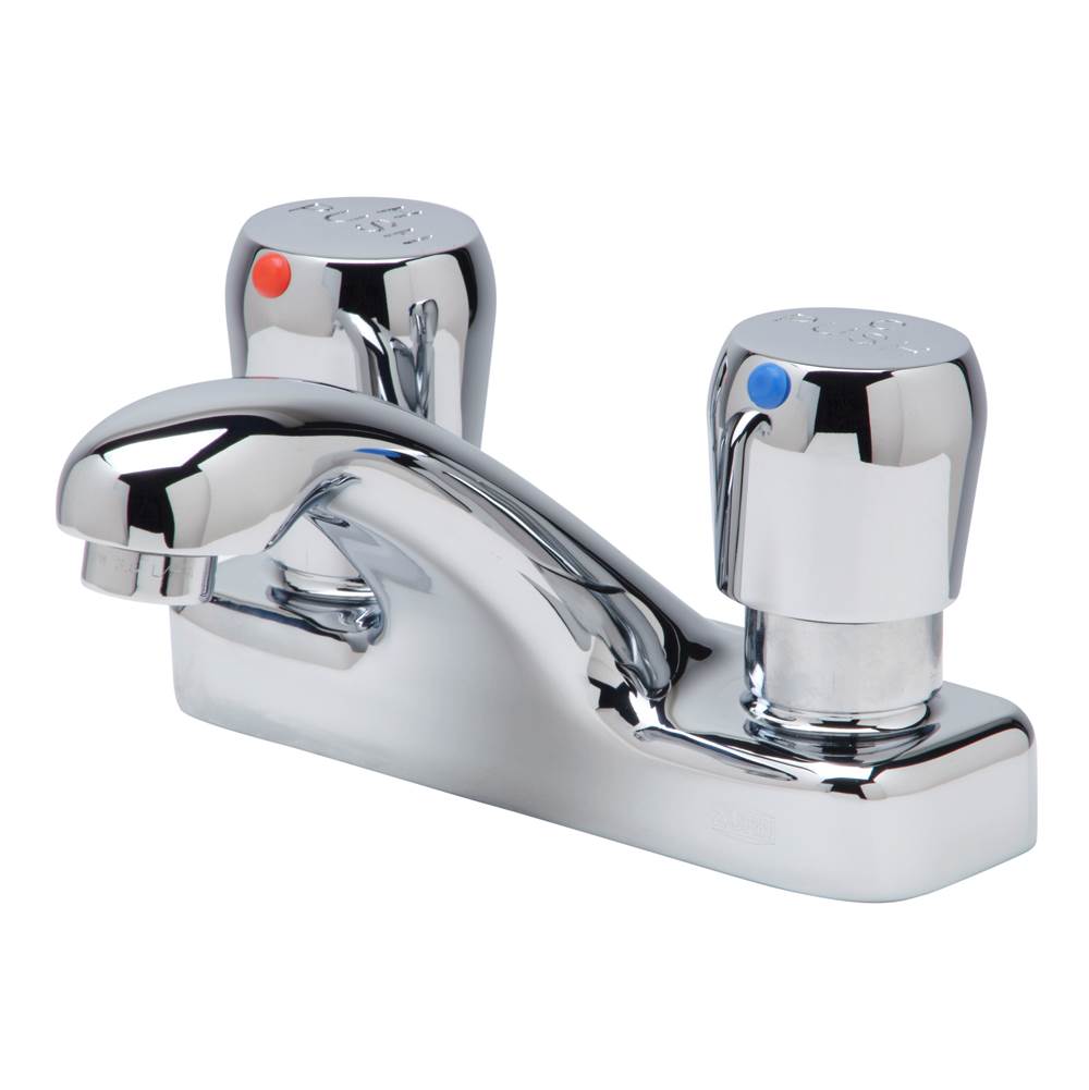Zurn Industries AquaSpec® Metering Faucet, Deck Mount, 0.5 gpm Vandal-Resistant Pressure-Compensating Spray, Push-Button Handles -Chrome