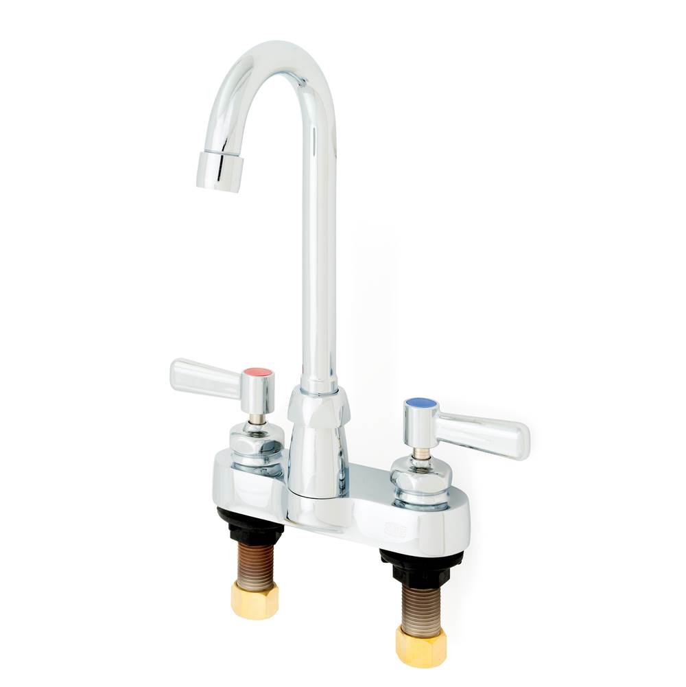 Zurn Industries AquaSpec® Gooseneck Faucet, 4'' Centerset, 3 ½'' Spout, 0.5 gpm Vandal-Resistant Pressure-Compensating Spray, Lever Handles